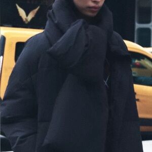 NEW Zara Black Repellent Padded Anorak with (Detachable) Scarf - Small